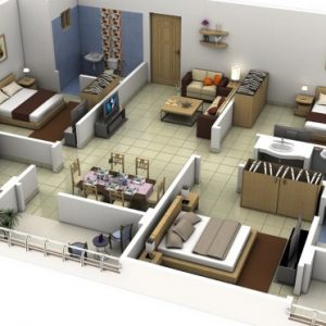 15 denah rumah 3 kamar minimalis 3d terbaru 2020