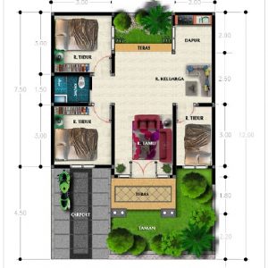 Gambar Denah Rumah Minimalis Ukuran 6x10 Terbaru