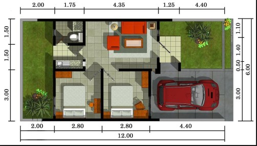 Denah Rumah Minimalis 1 Lantai 3 Kamar Tidur Dan Garasi 6 Desain