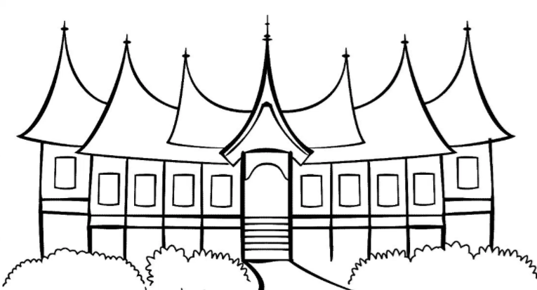 Sketsa Rumah Gadang Png